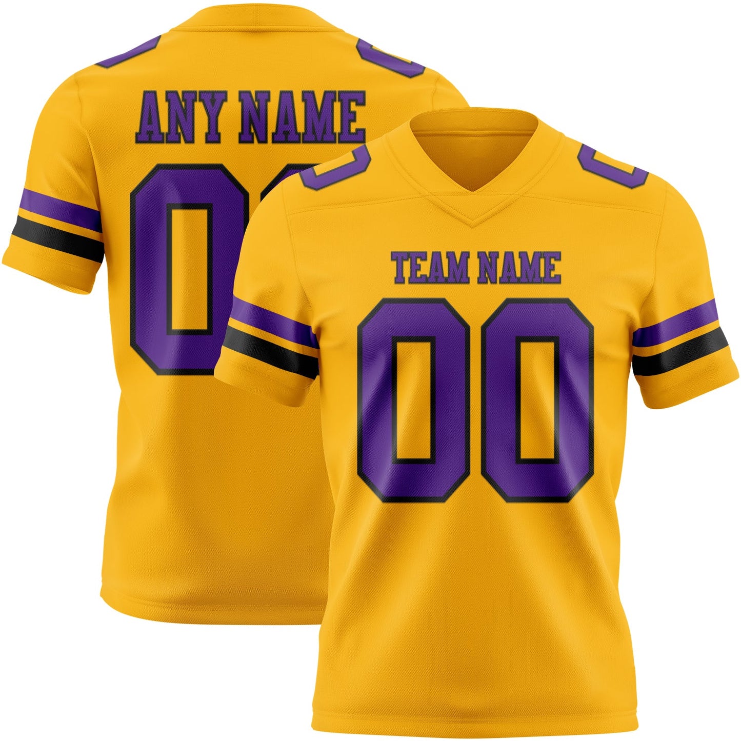 Custom Gold Purple-Black Mesh Authentic Football Jersey - Sky-Custom