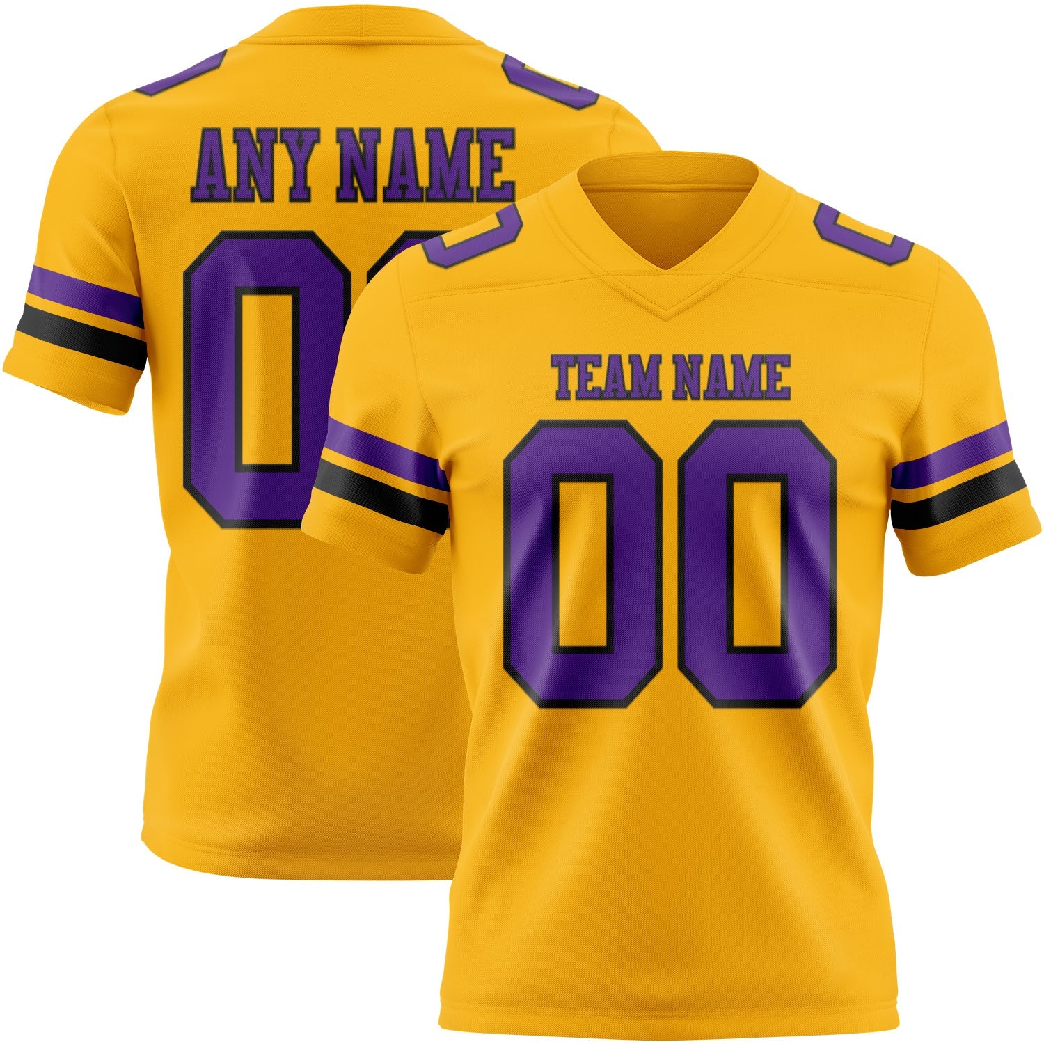Custom Gold Purple-Black Mesh Authentic Football Jersey - Sky-Custom