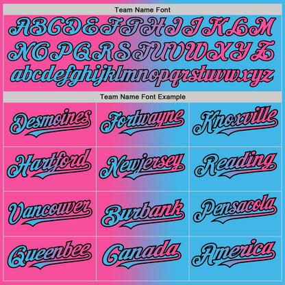 Custom Sky Blue Pink-Black Authentic Gradient Fashion Baseball Jersey - Sky-Custom