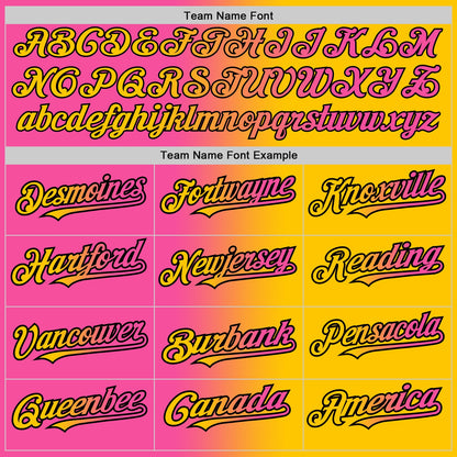 Custom Yellow Pink-Black Authentic Gradient Fashion Baseball Jersey - Sky-Custom