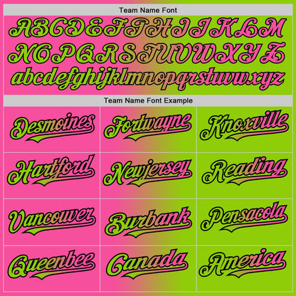 Custom Neon Green Pink-Black Authentic Gradient Fashion Baseball Jersey - Sky-Custom
