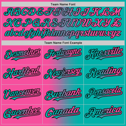 Custom Aqua Pink-Black Authentic Gradient Fashion Baseball Jersey - Sky-Custom