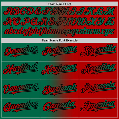 Custom Red Kelly Green-Black Authentic Gradient Fashion Baseball Jersey - Sky-Custom