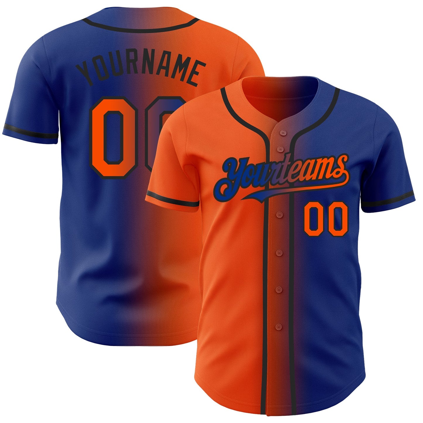Custom Royal Orange-Black Authentic Gradient Fashion Baseball Jersey - Sky-Custom