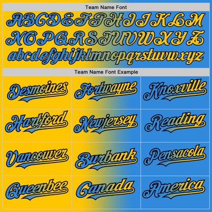 Custom Electric Blue Yellow-Black Authentic Gradient Fashion Baseball Jersey - Sky-Custom
