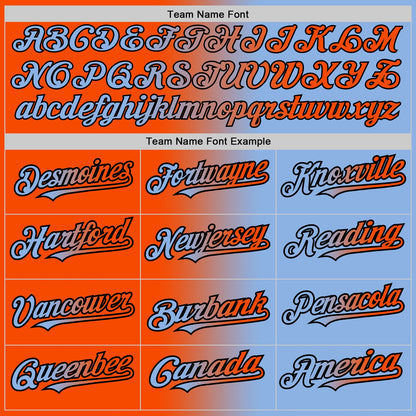 Custom Light Blue Orange-Black Authentic Gradient Fashion Baseball Jersey - Sky-Custom