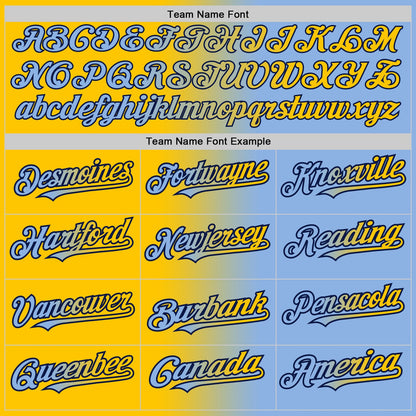 Custom Light Blue Yellow-Navy Authentic Gradient Fashion Baseball Jersey - Sky-Custom