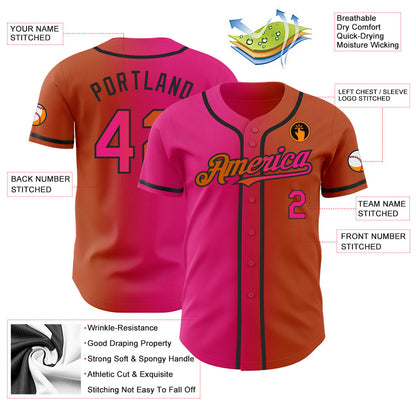 Custom Texas Orange Hot Pink-Black Authentic Gradient Fashion Baseball Jersey - Sky-Custom