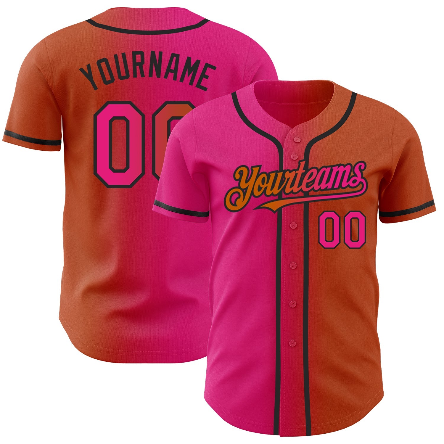 Custom Texas Orange Hot Pink-Black Authentic Gradient Fashion Baseball Jersey - Sky-Custom