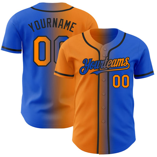 Custom Thunder Blue Bay Orange-Black Authentic Gradient Fashion Baseball Jersey - Sky-Custom