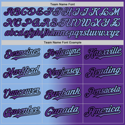 Custom Purple Light Blue-Black Authentic Gradient Fashion Baseball Jersey - Sky-Custom