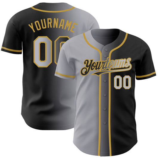 Custom Black Gray-Old Gold Authentic Gradient Fashion Baseball Jersey - Sky-Custom