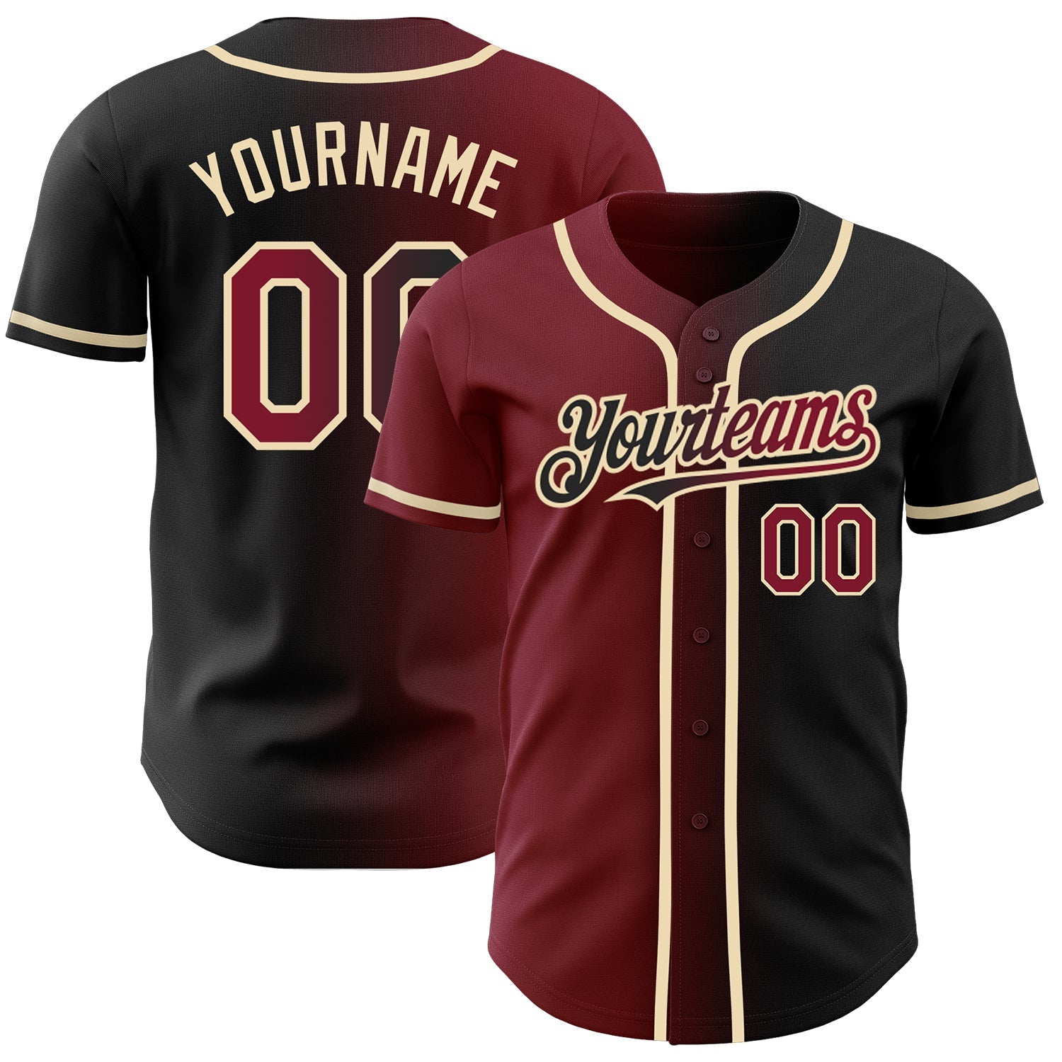 Custom Black Crimson-City Cream Authentic Gradient Fashion Baseball Jersey - Sky-Custom