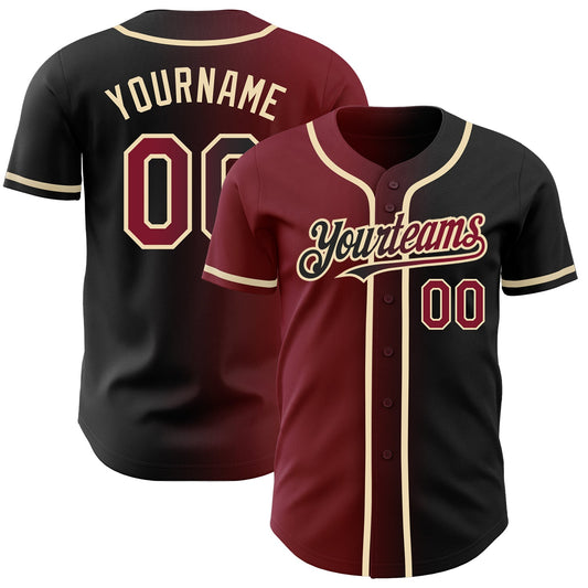 Custom Black Crimson-City Cream Authentic Gradient Fashion Baseball Jersey - Sky-Custom