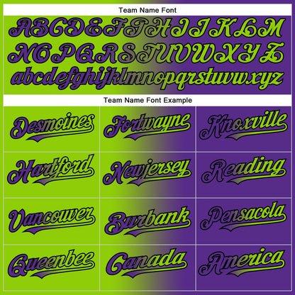 Custom Purple Neon Green-Black Authentic Gradient Fashion Baseball Jersey - Sky-Custom