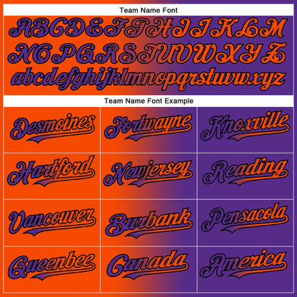 Custom Purple Orange-Black Authentic Gradient Fashion Baseball Jersey - Sky-Custom