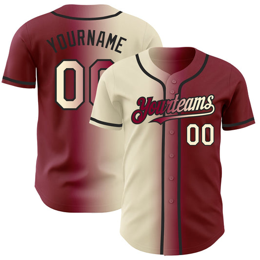 Custom Maroon Cream-Black Authentic Gradient Fashion Baseball Jersey - Sky-Custom