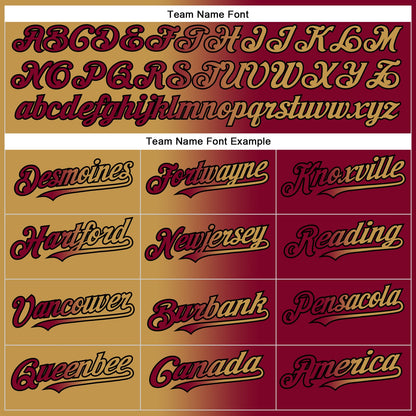 Custom Maroon Old Gold-Black Authentic Gradient Fashion Baseball Jersey - Sky-Custom