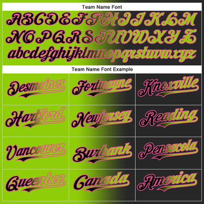 Custom Black Neon Green-Pink Authentic Gradient Fashion Baseball Jersey - Sky-Custom