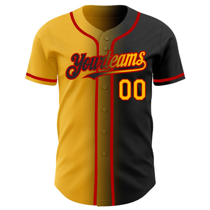 Custom Black Gold-Red Authentic Gradient Fashion Baseball Jersey - Sky-Custom