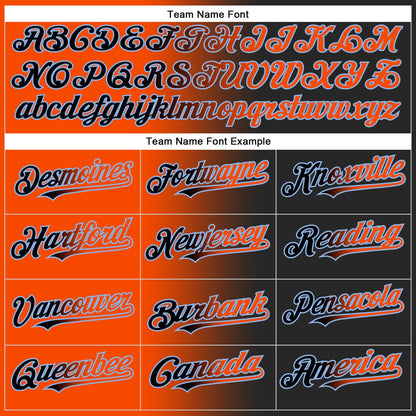 Custom Black Orange-Light Blue Authentic Gradient Fashion Baseball Jersey - Sky-Custom