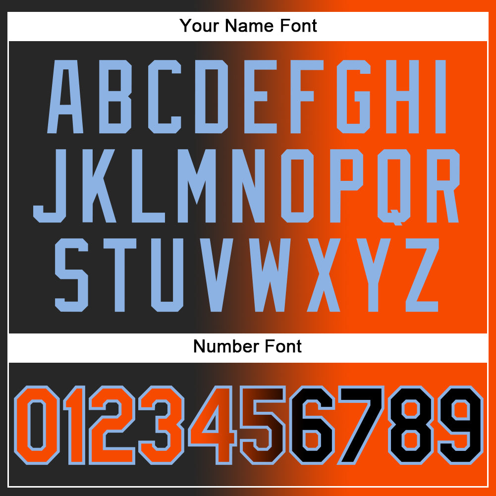 Custom Black Orange-Light Blue Authentic Gradient Fashion Baseball Jersey - Sky-Custom