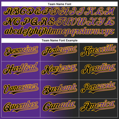 Custom Black Purple-Gold Authentic Gradient Fashion Baseball Jersey - Sky-Custom