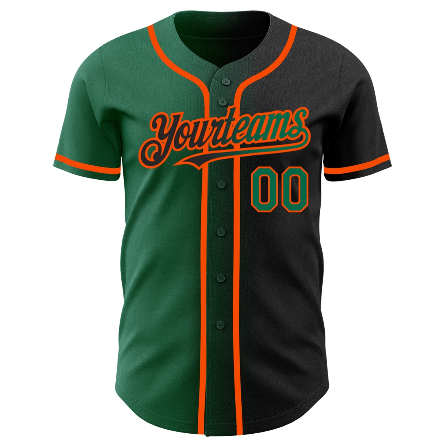 Custom Black Kelly Green-Orange Authentic Gradient Fashion Baseball Jersey - Sky-Custom