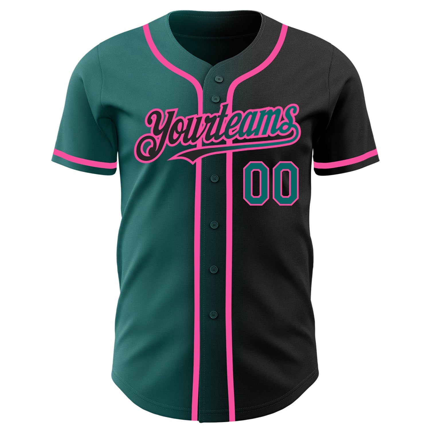 Custom Black Teal-Pink Authentic Gradient Fashion Baseball Jersey - Sky-Custom