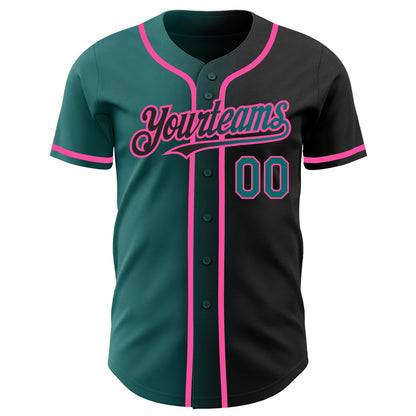 Custom Black Teal-Pink Authentic Gradient Fashion Baseball Jersey - Sky-Custom