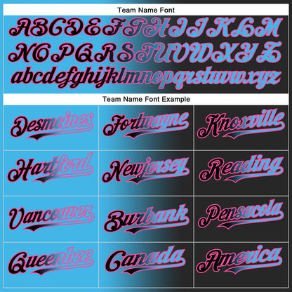 Custom Black Sky Blue-Pink Authentic Gradient Fashion Baseball Jersey - Sky-Custom