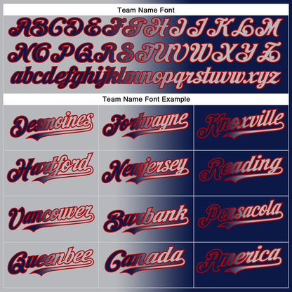 Custom Navy Gray-Red Authentic Gradient Fashion Baseball Jersey - Sky-Custom