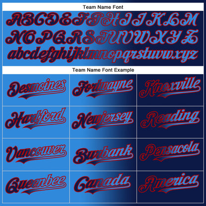 Custom Navy Electric Blue-Red Authentic Gradient Fashion Baseball Jersey - Sky-Custom