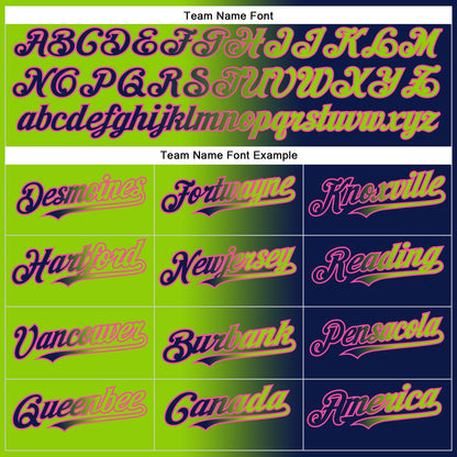 Custom Navy Neon Green-Pink Authentic Gradient Fashion Baseball Jersey - Sky-Custom