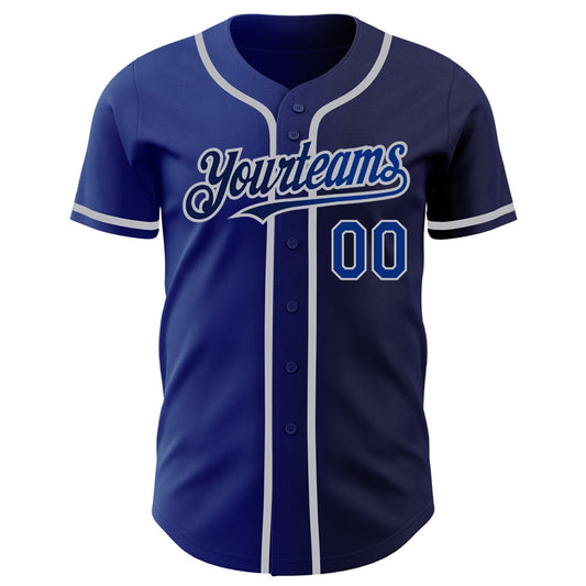 Custom Navy Royal-Gray Authentic Gradient Fashion Baseball Jersey - Sky-Custom