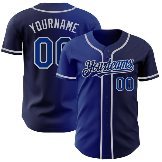 Custom Navy Royal-Gray Authentic Gradient Fashion Baseball Jersey - Sky-Custom