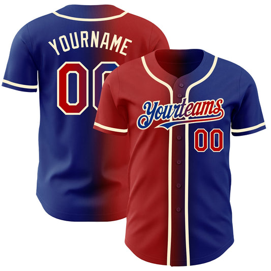 Custom Royal Red-Cream Authentic Gradient Fashion Baseball Jersey - Sky-Custom