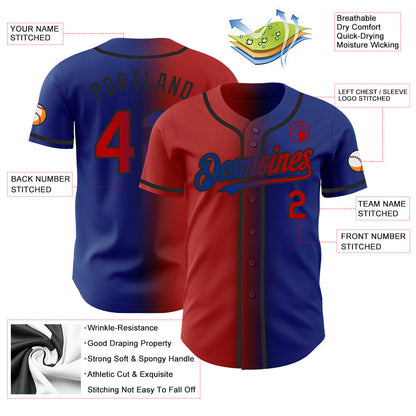 Custom Royal Red-Black Authentic Gradient Fashion Baseball Jersey - Sky-Custom