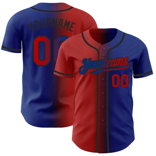 Custom Royal Red-Black Authentic Gradient Fashion Baseball Jersey - Sky-Custom
