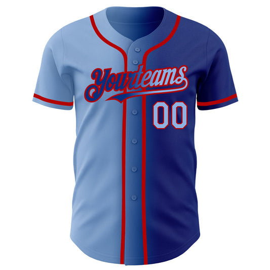 Custom Royal Light Blue-Red Authentic Gradient Fashion Baseball Jersey - Sky-Custom