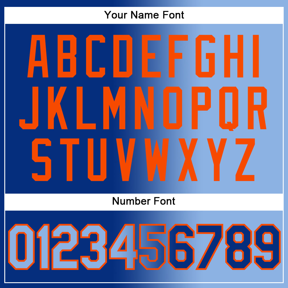 Custom Royal Light Blue-Orange Authentic Gradient Fashion Baseball Jersey - Sky-Custom