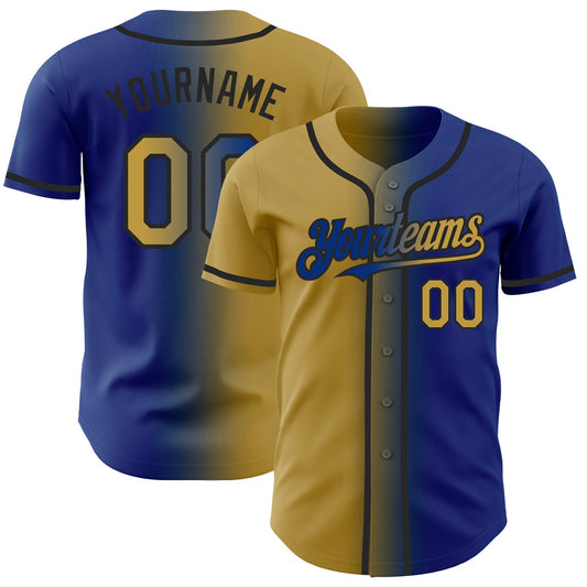 Custom Royal Old Gold-Black Authentic Gradient Fashion Baseball Jersey - Sky-Custom