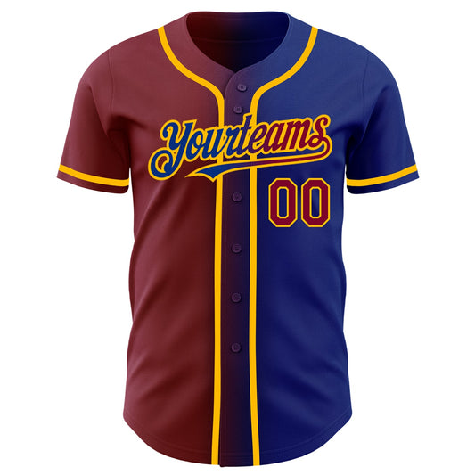 Custom Royal Maroon-Gold Authentic Gradient Fashion Baseball Jersey - Sky-Custom
