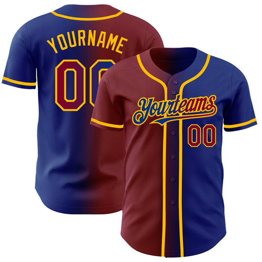 Custom Royal Maroon-Gold Authentic Gradient Fashion Baseball Jersey - Sky-Custom