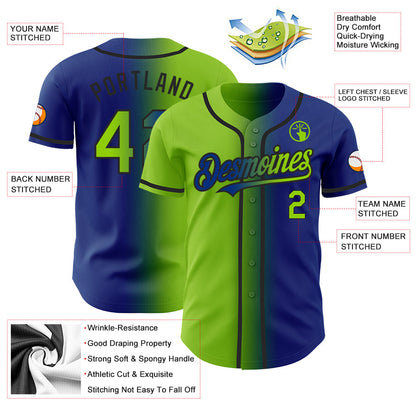 Custom Royal Neon Green-Black Authentic Gradient Fashion Baseball Jersey - Sky-Custom