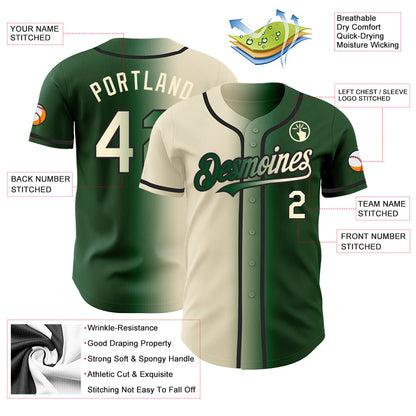 Custom Green Cream-Black Authentic Gradient Fashion Baseball Jersey - Sky-Custom