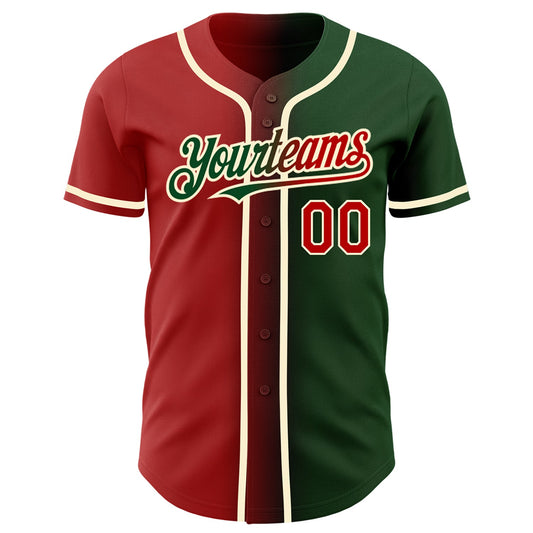 Custom Green Red-Cream Authentic Gradient Fashion Baseball Jersey - Sky-Custom