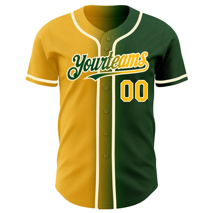 Custom Green Gold-Cream Authentic Gradient Fashion Baseball Jersey - Sky-Custom