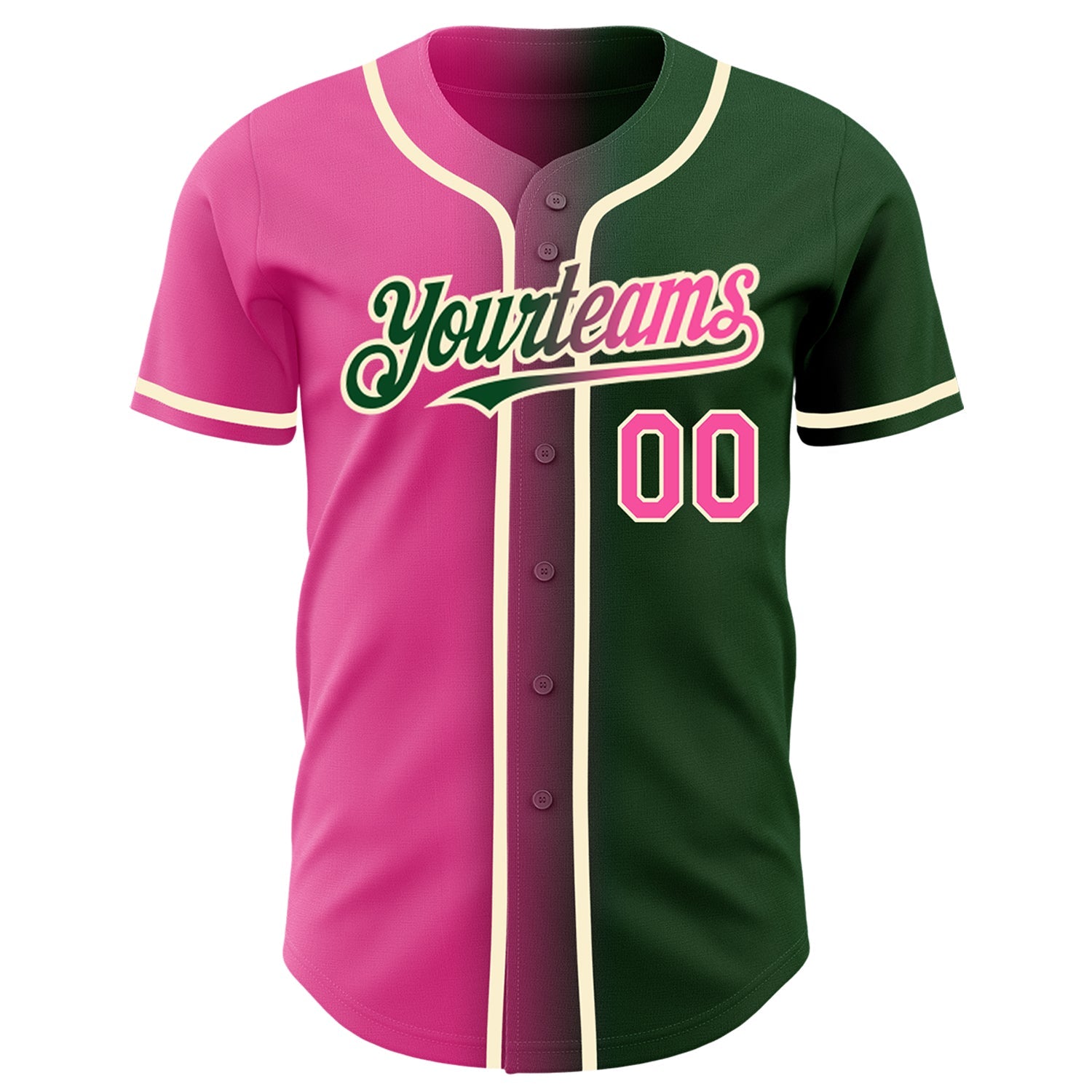 Custom Green Pink-Cream Authentic Gradient Fashion Baseball Jersey - Sky-Custom