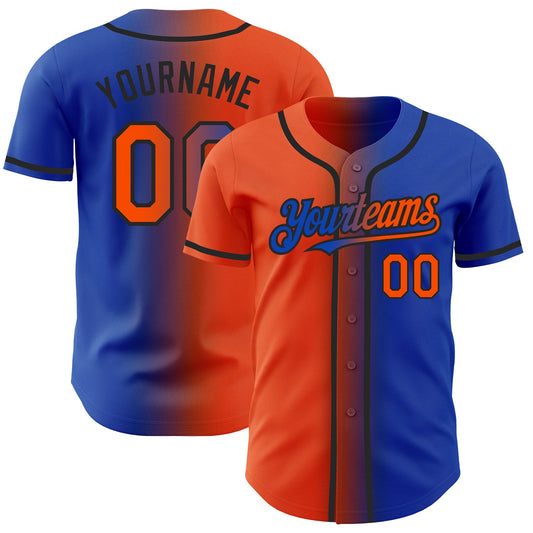 Custom Thunder Blue Orange-Black Authentic Gradient Fashion Baseball Jersey - Sky-Custom